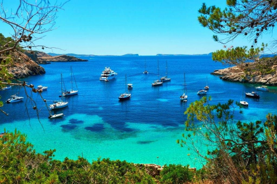 Stunning turquoise waters of Ibiza.