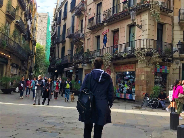 Ekaterina exploring the streets of Barcelona