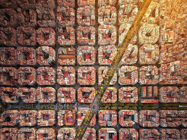 A bird's eye view of l'Eixample, photo via @lensaloft