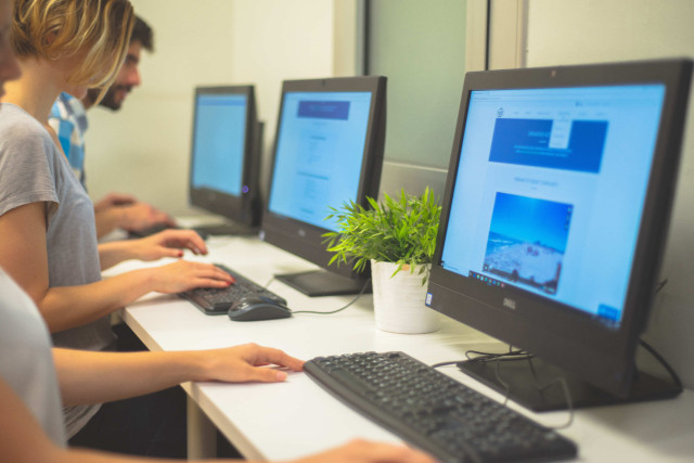 Students on computers