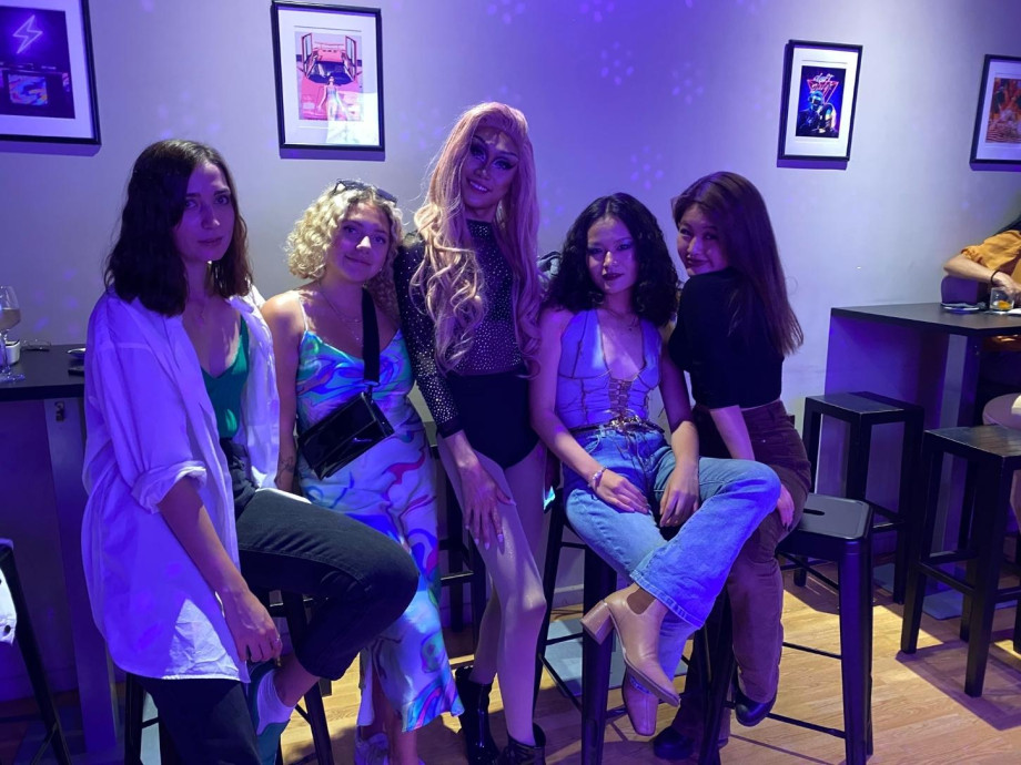 4 ladies supporting their fabulous friend in drag.